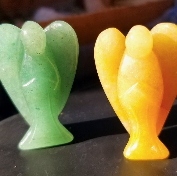 Jade Palm Angels, Green and Yellow Jade, crystals - Picture 1 of 7